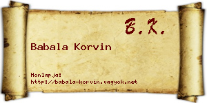 Babala Korvin névjegykártya